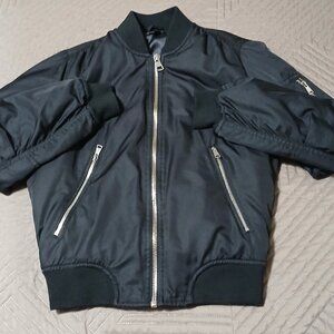Top Shop Black Bomber Jacket Size 4, Made in Turkey,
